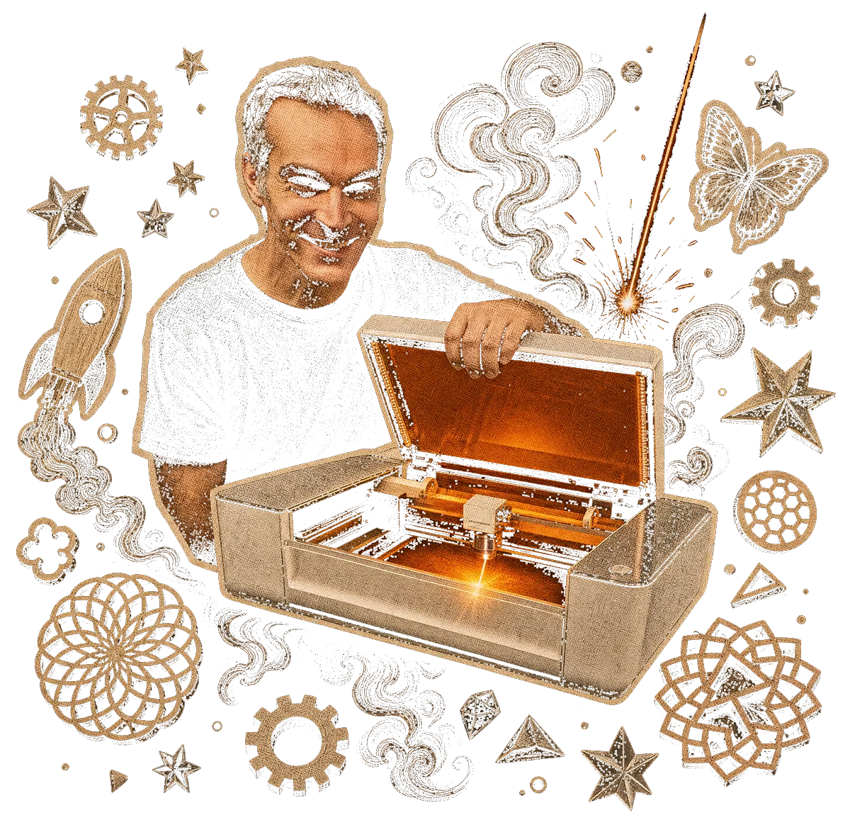 Dan Shapiro with a Glowforge laser cutter