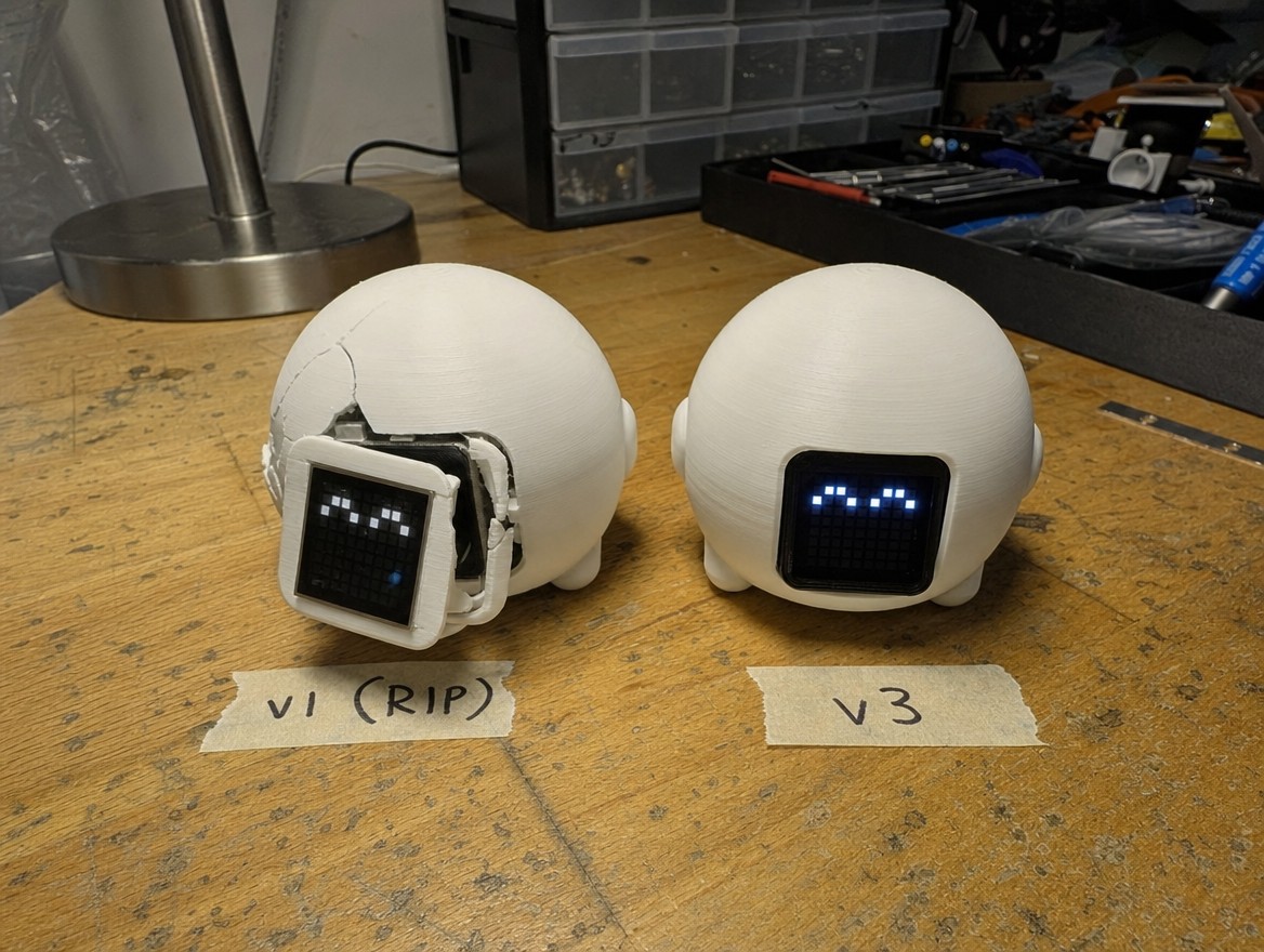 Cracked v1 bot next to clean v3 bot
